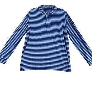 Coolibar Top Men Sz L Blue Striped Long Sleeve Sun Protection Lightweight